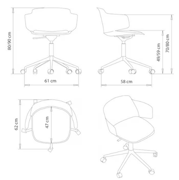 CLASSY 1089N - Swivel polypropylene office chair with castors by Et al. - view 3